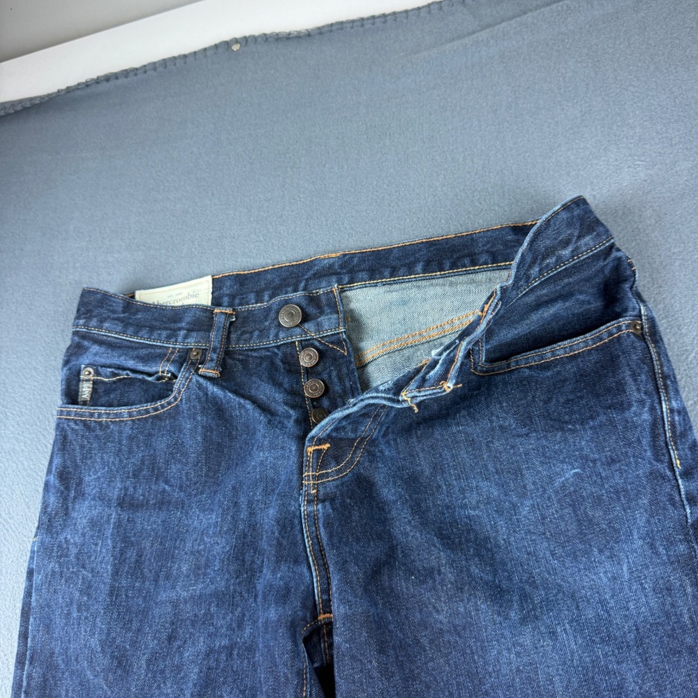 Abercrombie & Fitch Jeans Mens 31x32 (Fit 32) Blue Slim Straight Dark Button Fly